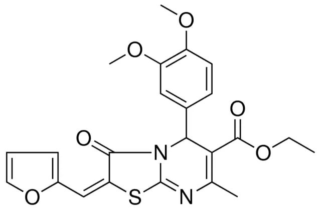 ETHYL (2E)-5-(3,4-DIMETHOXYPHENYL)-2-(2-FURYLMETHYLENE)-7-METHYL-3-OXO-2,3-DIHYDRO-5H-[1,3]THIAZOLO[3,2-A]PYRIMIDINE-6-CARBOXYLATE