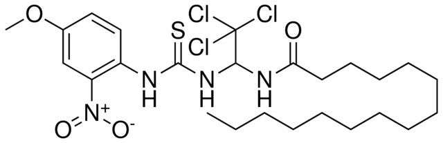 PENTADECANOIC ACID (2,2,2-TRICHLORO-1-(3-(4-MEO-2-NITRO-PH)-THIOUREIDO)-ET)AMIDE