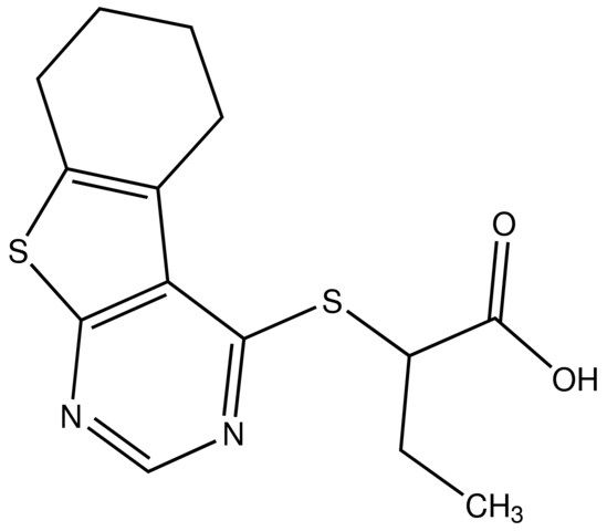 2-(5,6,7,8-Tetrahydro[1]benzothieno[2,3-<i>d</i>]pyrimidin-4-ylthio)butanoic acid