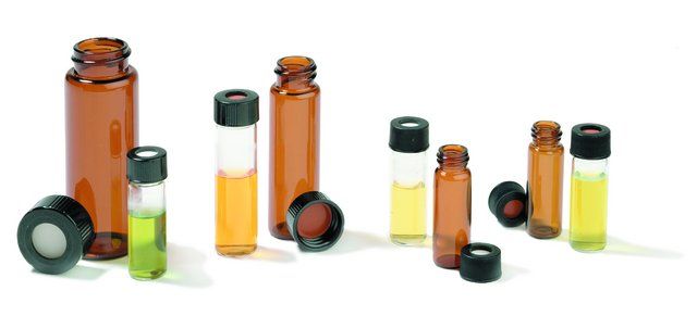 Vials, screw top with phenolic open-top cap, pre-assembled