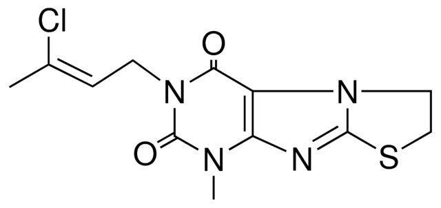 3-(3-CHLORO-BUT-2-ENYL)-1-METHYL-6,7-DIHYDRO-1H-THIAZOLO(2,3-F)PURINE-2,4-DIONE