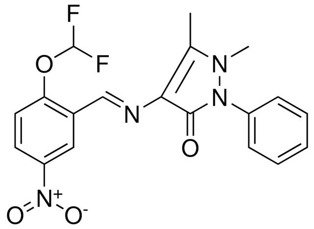 4-({(E)-[2-(DIFLUOROMETHOXY)-5-NITROPHENYL]METHYLIDENE}AMINO)-1,5-DIMETHYL-2-PHENYL-1,2-DIHYDRO-3H-PYRAZOL-3-ONE