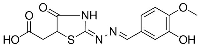 (2-((3-HO-4-METHOXY-BENZYLIDENE)-HYDRAZONO)-4-OXO-THIAZOLIDIN-5-YL)-ACETIC ACID