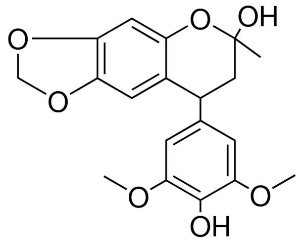 8-(4-HO-3,5-DIMETHOXY-PH)-6-ME-7,8-DIHYDRO-6H-(1,3)DIOXOLO(4,5-G)CHROMEN-6-OL