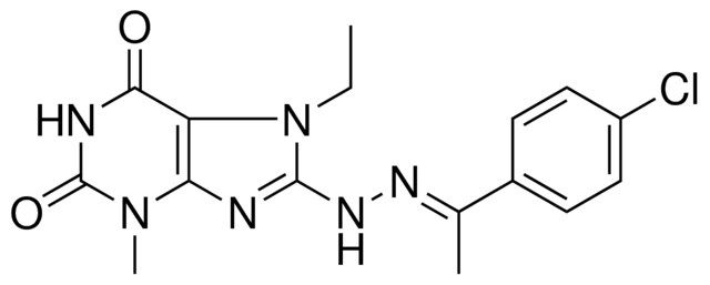 8-(N'-(1-(4-CL-PH)-ETHYLIDENE)-HYDRAZINO)-7-ET-3-ME-3,7-DIHYDRO-PURINE-2,6-DIONE