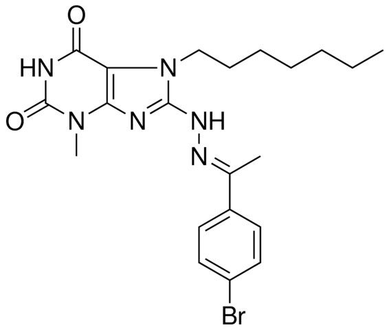 8-(N'-[1-(4-BR-PH)-ETHYLIDENE]-HYDRAZINO)-7-HEPTYL-3-ME-3,7-2H-PURINE-2,6-DIONE