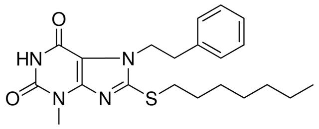 8-HEPTYLSULFANYL-3-METHYL-7-PHENETHYL-3,7-DIHYDRO-PURINE-2,6-DIONE