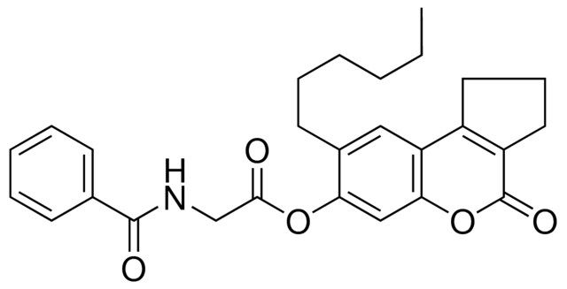 8-HEXYL-4-OXO-1,2,3,4-TETRAHYDROCYCLOPENTA[C]CHROMEN-7-YL (BENZOYLAMINO)ACETATE