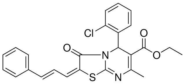 ETHYL (2E)-5-(2-CHLOROPHENYL)-7-METHYL-3-OXO-2-[(2E)-3-PHENYL-2-PROPENYLIDENE]-2,3-DIHYDRO-5H-[1,3]THIAZOLO[3,2-A]PYRIMIDINE-6-CARBOXYLATE