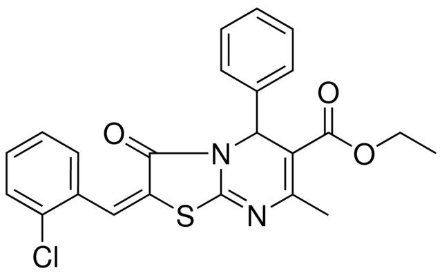 ETHYL (2E)-2-(2-CHLOROBENZYLIDENE)-7-METHYL-3-OXO-5-PHENYL-2,3-DIHYDRO-5H-[1,3]THIAZOLO[3,2-A]PYRIMIDINE-6-CARBOXYLATE