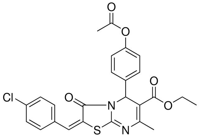 ETHYL (2E)-5-[4-(ACETYLOXY)PHENYL]-2-(4-CHLOROBENZYLIDENE)-7-METHYL-3-OXO-2,3-DIHYDRO-5H-[1,3]THIAZOLO[3,2-A]PYRIMIDINE-6-CARBOXYLATE