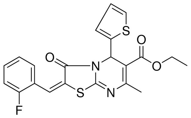 ETHYL (2E)-2-(2-FLUOROBENZYLIDENE)-7-METHYL-3-OXO-5-(2-THIENYL)-2,3-DIHYDRO-5H-[1,3]THIAZOLO[3,2-A]PYRIMIDINE-6-CARBOXYLATE