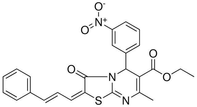 ETHYL (2E)-7-METHYL-5-(3-NITROPHENYL)-3-OXO-2-[(2E)-3-PHENYL-2-PROPENYLIDENE]-2,3-DIHYDRO-5H-[1,3]THIAZOLO[3,2-A]PYRIMIDINE-6-CARBOXYLATE