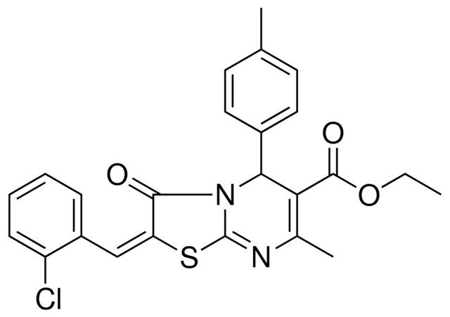 ETHYL (2E)-2-(2-CHLOROBENZYLIDENE)-7-METHYL-5-(4-METHYLPHENYL)-3-OXO-2,3-DIHYDRO-5H-[1,3]THIAZOLO[3,2-A]PYRIMIDINE-6-CARBOXYLATE