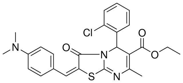 ETHYL (2E)-5-(2-CHLOROPHENYL)-2-[4-(DIMETHYLAMINO)BENZYLIDENE]-7-METHYL-3-OXO-2,3-DIHYDRO-5H-[1,3]THIAZOLO[3,2-A]PYRIMIDINE-6-CARBOXYLATE