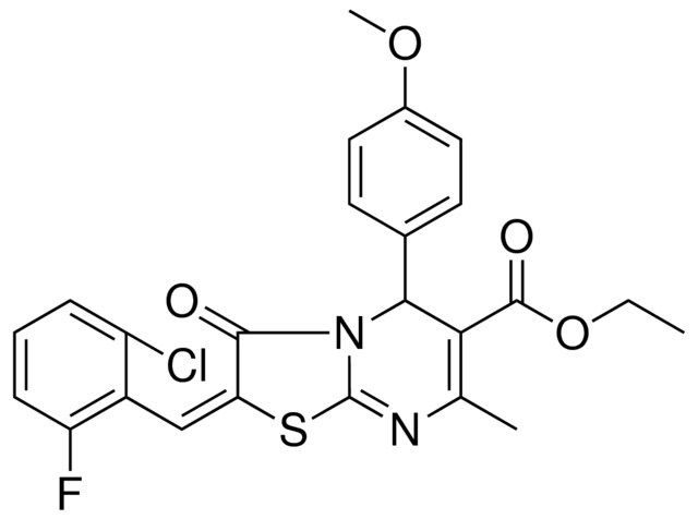 ETHYL (2E)-2-(2-CHLORO-6-FLUOROBENZYLIDENE)-5-(4-METHOXYPHENYL)-7-METHYL-3-OXO-2,3-DIHYDRO-5H-[1,3]THIAZOLO[3,2-A]PYRIMIDINE-6-CARBOXYLATE