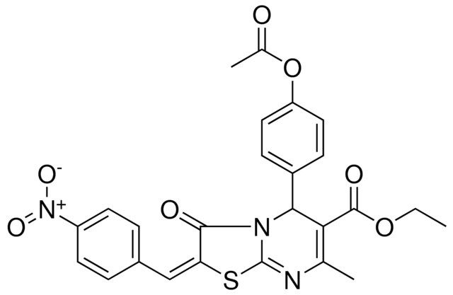 ETHYL (2E)-5-[4-(ACETYLOXY)PHENYL]-7-METHYL-2-(4-NITROBENZYLIDENE)-3-OXO-2,3-DIHYDRO-5H-[1,3]THIAZOLO[3,2-A]PYRIMIDINE-6-CARBOXYLATE