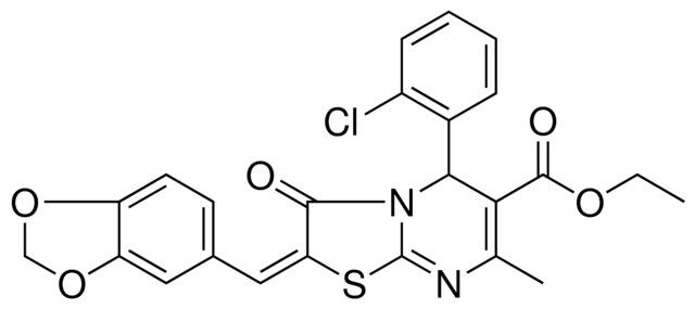 ETHYL (2E)-2-(1,3-BENZODIOXOL-5-YLMETHYLENE)-5-(2-CHLOROPHENYL)-7-METHYL-3-OXO-2,3-DIHYDRO-5H-[1,3]THIAZOLO[3,2-A]PYRIMIDINE-6-CARBOXYLATE