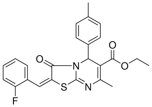 ETHYL (2E)-2-(2-FLUOROBENZYLIDENE)-7-METHYL-5-(4-METHYLPHENYL)-3-OXO-2,3-DIHYDRO-5H-[1,3]THIAZOLO[3,2-A]PYRIMIDINE-6-CARBOXYLATE