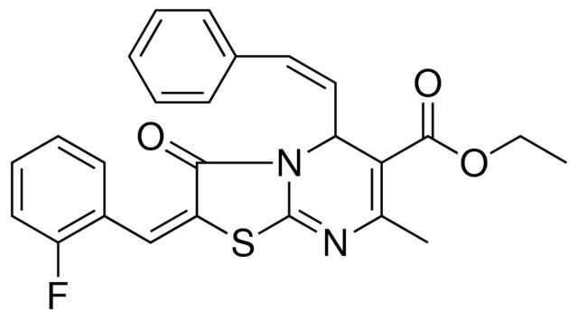 ETHYL (2E)-2-(2-FLUOROBENZYLIDENE)-7-METHYL-3-OXO-5-[(Z)-2-PHENYLETHENYL]-2,3-DIHYDRO-5H-[1,3]THIAZOLO[3,2-A]PYRIMIDINE-6-CARBOXYLATE