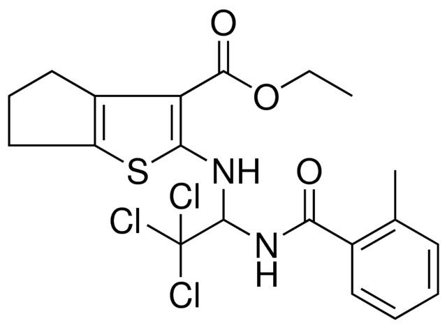 ETHYL 2-({2,2,2-TRICHLORO-1-[(2-METHYLBENZOYL)AMINO]ETHYL}AMINO)-5,6-DIHYDRO-4H-CYCLOPENTA[B]THIOPHENE-3-CARBOXYLATE