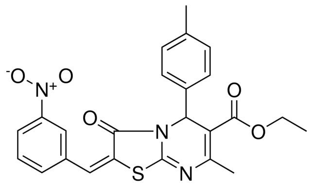 ETHYL (2E)-7-METHYL-5-(4-METHYLPHENYL)-2-(3-NITROBENZYLIDENE)-3-OXO-2,3-DIHYDRO-5H-[1,3]THIAZOLO[3,2-A]PYRIMIDINE-6-CARBOXYLATE