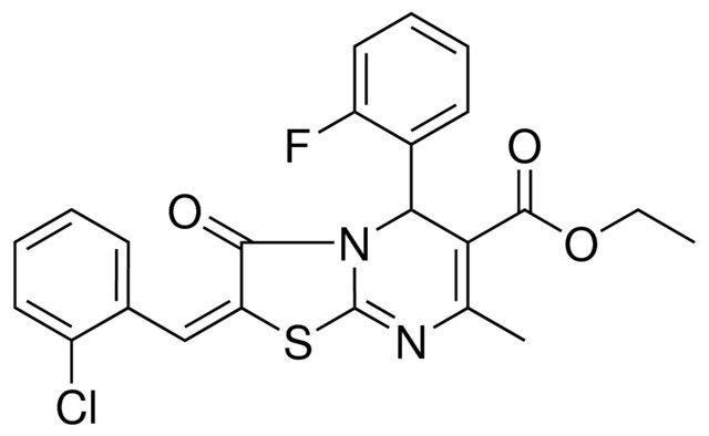 ETHYL (2E)-2-(2-CHLOROBENZYLIDENE)-5-(2-FLUOROPHENYL)-7-METHYL-3-OXO-2,3-DIHYDRO-5H-[1,3]THIAZOLO[3,2-A]PYRIMIDINE-6-CARBOXYLATE