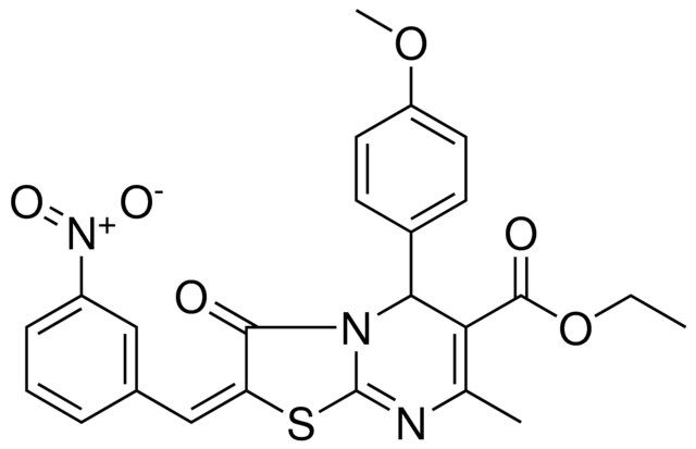 ETHYL (2E)-5-(4-METHOXYPHENYL)-7-METHYL-2-(3-NITROBENZYLIDENE)-3-OXO-2,3-DIHYDRO-5H-[1,3]THIAZOLO[3,2-A]PYRIMIDINE-6-CARBOXYLATE