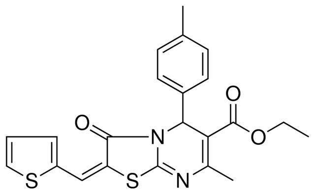 ETHYL (2E)-7-METHYL-5-(4-METHYLPHENYL)-3-OXO-2-(2-THIENYLMETHYLENE)-2,3-DIHYDRO-5H-[1,3]THIAZOLO[3,2-A]PYRIMIDINE-6-CARBOXYLATE