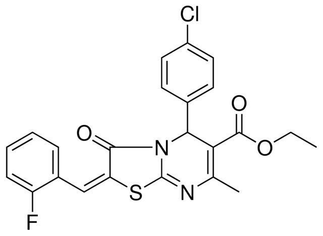 ETHYL (2E)-5-(4-CHLOROPHENYL)-2-(2-FLUOROBENZYLIDENE)-7-METHYL-3-OXO-2,3-DIHYDRO-5H-[1,3]THIAZOLO[3,2-A]PYRIMIDINE-6-CARBOXYLATE