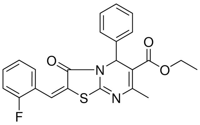 ETHYL (2E)-2-(2-FLUOROBENZYLIDENE)-7-METHYL-3-OXO-5-PHENYL-2,3-DIHYDRO-5H-[1,3]THIAZOLO[3,2-A]PYRIMIDINE-6-CARBOXYLATE