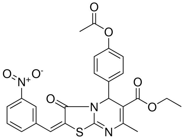 ETHYL (2E)-5-[4-(ACETYLOXY)PHENYL]-7-METHYL-2-(3-NITROBENZYLIDENE)-3-OXO-2,3-DIHYDRO-5H-[1,3]THIAZOLO[3,2-A]PYRIMIDINE-6-CARBOXYLATE