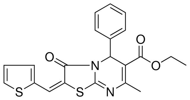 ETHYL (2E)-7-METHYL-3-OXO-5-PHENYL-2-(2-THIENYLMETHYLENE)-2,3-DIHYDRO-5H-[1,3]THIAZOLO[3,2-A]PYRIMIDINE-6-CARBOXYLATE