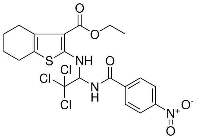 ETHYL 2-({2,2,2-TRICHLORO-1-[(4-NITROBENZOYL)AMINO]ETHYL}AMINO)-4,5,6,7-TETRAHYDRO-1-BENZOTHIOPHENE-3-CARBOXYLATE