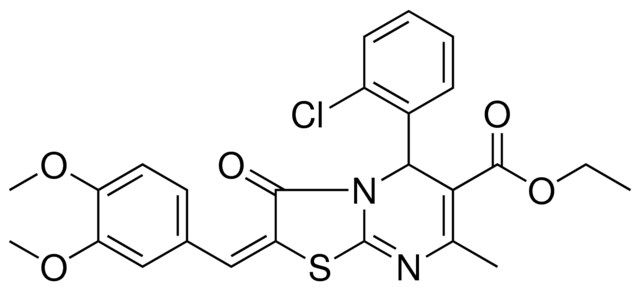 ETHYL (2E)-5-(2-CHLOROPHENYL)-2-(3,4-DIMETHOXYBENZYLIDENE)-7-METHYL-3-OXO-2,3-DIHYDRO-5H-[1,3]THIAZOLO[3,2-A]PYRIMIDINE-6-CARBOXYLATE