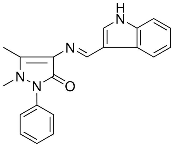 4-((1H-INDOL-3-YLMETHYLENE)-AMINO)-1,5-DIMETHYL-2-PH-1,2-DIHYDRO-PYRAZOL-3-ONE