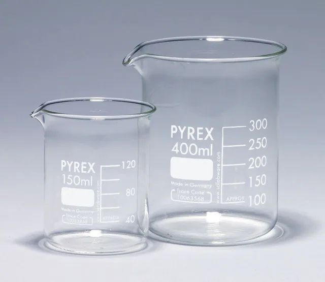 Pyrex<sup>®</sup> Griffin beakers, low form, with printed trace code