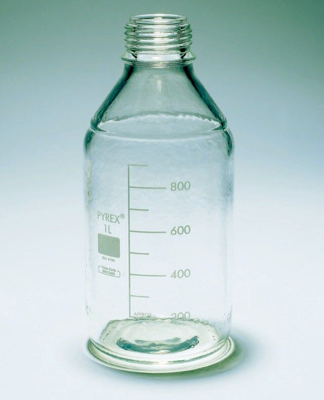 Pyrex<sup>®</sup> Media-Lab Bottles, plastic coated, with-out cap and pouring ring, with printed trace code