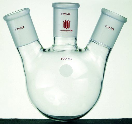 Synthware<sup>TM</sup> three neck round bottom flask with angled side necks