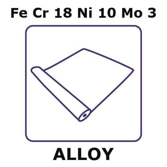 Stainless Steel-AISI 316 alloy, FeCr18Ni10Mo3