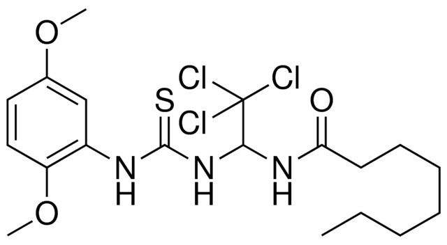 OCTANOIC ACID (2,2,2-TRICHLORO-1-(3-(2,5-DIMETHOXY-PH)-THIOUREIDO)-ETHYL)-AMIDE