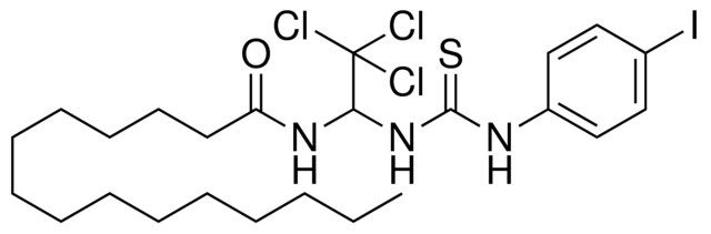 PENTADECANOIC ACID (2,2,2-TRICHLORO-1-(3-(4-I-PHENYL)-THIOUREIDO)-ETHYL)-AMIDE