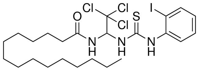 PENTADECANOIC ACID (2,2,2-TRICHLORO-1-(3-(2-I-PHENYL)-THIOUREIDO)-ETHYL)-AMIDE