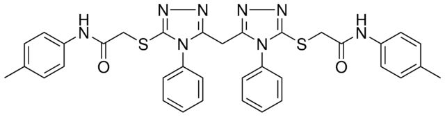 N-(4-METHYLPHENYL)-2-({5-[(5-{[2-OXO-2-(4-TOLUIDINO)ETHYL]SULFANYL}-4-PHENYL-4H-1,2,4-TRIAZOL-3-YL)METHYL]-4-PHENYL-4H-1,2,4-TRIAZOL-3-YL}SULFANYL)ACETAMIDE