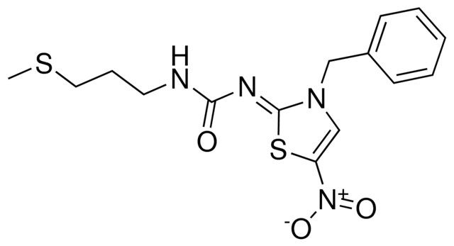 N-((2Z)-3-benzyl-5-nitro-1,3-thiazol-2(3H)-ylidene)-N'-[3-(methylsulfanyl)propyl]urea