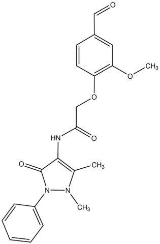 <i>N</i>-(1,5-Di-Me-3-oxo-2-Ph-2,3-di-<i>H</i>-1<i>H</i>-pyrazol-4-yl)-2-(4-formyl-2-MeO-PhO)acetamide