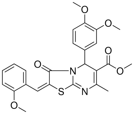 METHYL (2E)-5-(3,4-DIMETHOXYPHENYL)-2-(2-METHOXYBENZYLIDENE)-7-METHYL-3-OXO-2,3-DIHYDRO-5H-[1,3]THIAZOLO[3,2-A]PYRIMIDINE-6-CARBOXYLATE