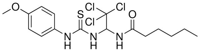 HEXANOIC ACID (2,2,2-TRICHLORO-1-(3-(4-METHOXY-PHENYL)-THIOUREIDO)-ETHYL)-AMIDE