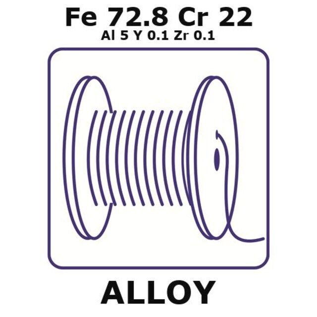 Fecralloy-Iron-Chromium, Fe72.8Cr22Al5Y0.1Zr0.1