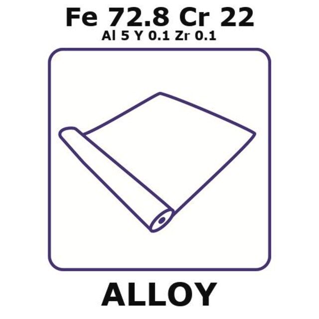 Fecralloy-Iron-Chromium, Fe72.8Cr22Al5Y0.1Zr0.1